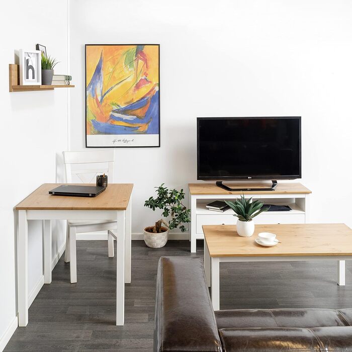 Тумба під телевізор Hagge Home, масив дерева, 110x40 см, біла, для вітальні