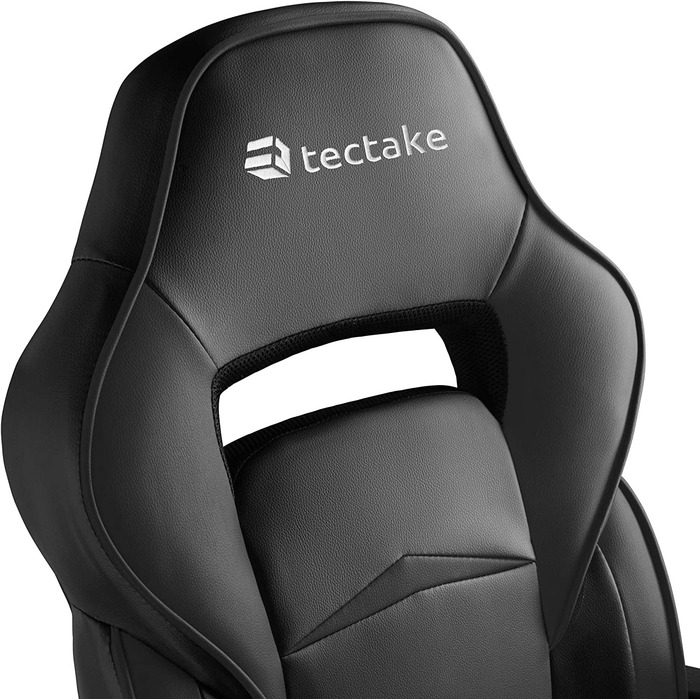 Ергономічне крісло для керівника tectake з поперековою подушкою, офісний комп'ютерний стілець з підлокітниками, підставкою для ніг і регульованою спинкою, чорний