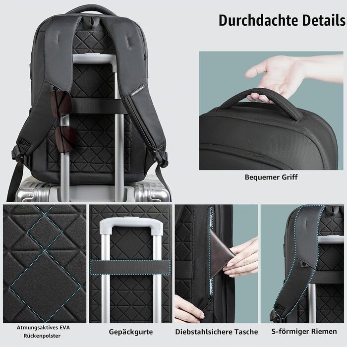 Діловий рюкзак для чоловіків з відділенням для ноутбука 16 дюймів, міський ноутбучний рюкзак