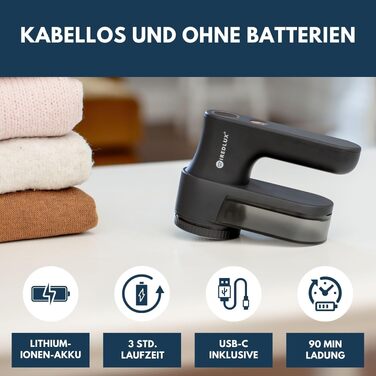 Машинка для видалення ковтунців електрична акумуляторна для одягу з USB зарядкою - видаляє катишки, 3 швидкості, LED дисплей, портативна (Чорний)