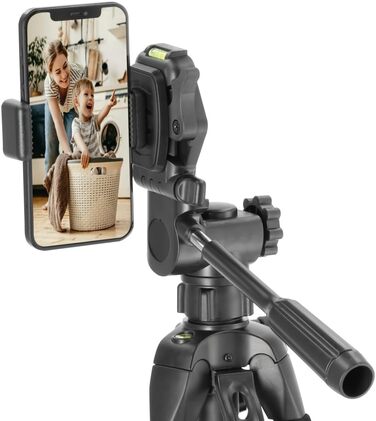 Штатив Hama 3D для камери та смартфона, легкий фотоштатив 153 см, трипод із трьохпозиційною головкою, для відеокамери та дзеркальної камери, чорний