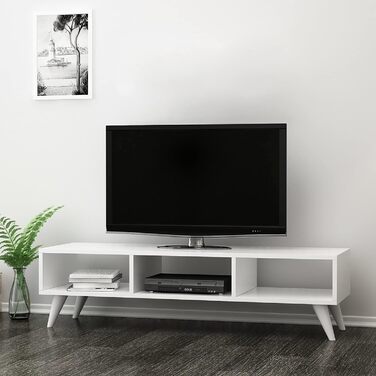 ТВ-тумба en.casa Aaskov з 3 полицями, комод під телевізор, 35x120x35 см, білий