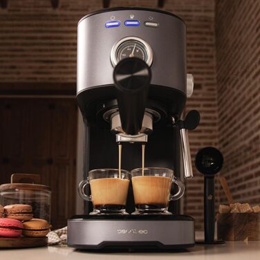 Еспресо-машина Cecotec Espressomaschine Compact Power Espresso 20 Retro Green – 1100 Вт, 20 бар, Thermoblock, парогенератор, сталь, манометр