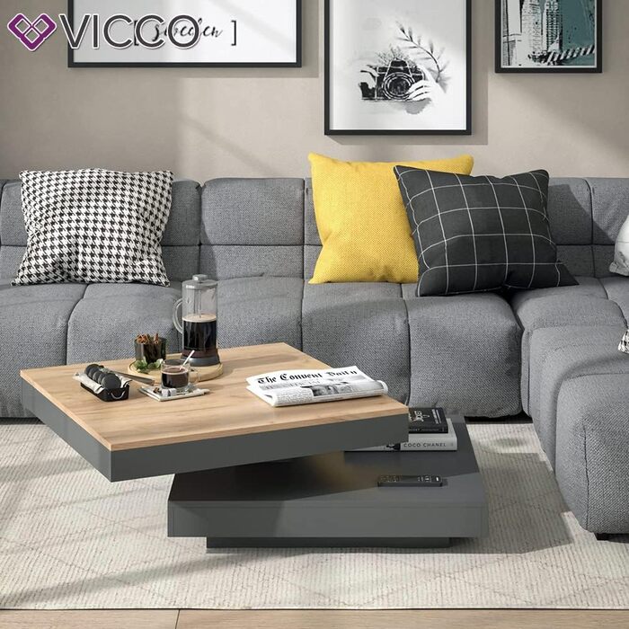 Журнальний стіл Vicco Elias, антрацит/дуб золотий, 70x34 см