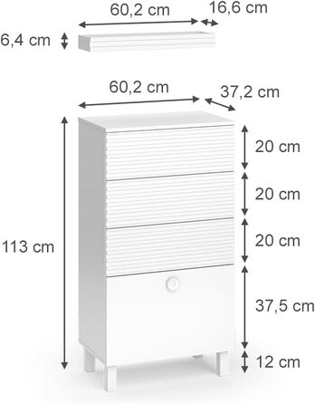 Пенал для ванної Vicco Sola, білий, 60x113 см, 4 шухляди
