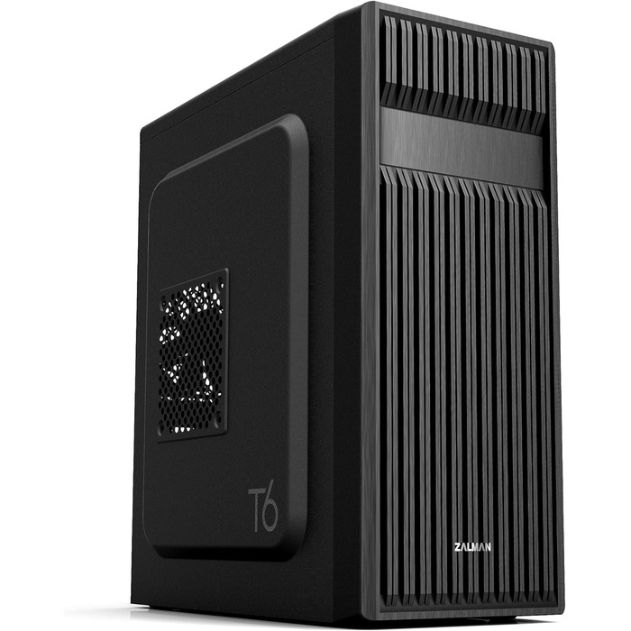 Корпус для ПК Zalman T6 ATX Midi-Tower, чорний, ігровий, з попередньо встановленим 120-мм вентилятором, добрий повітряний потік
