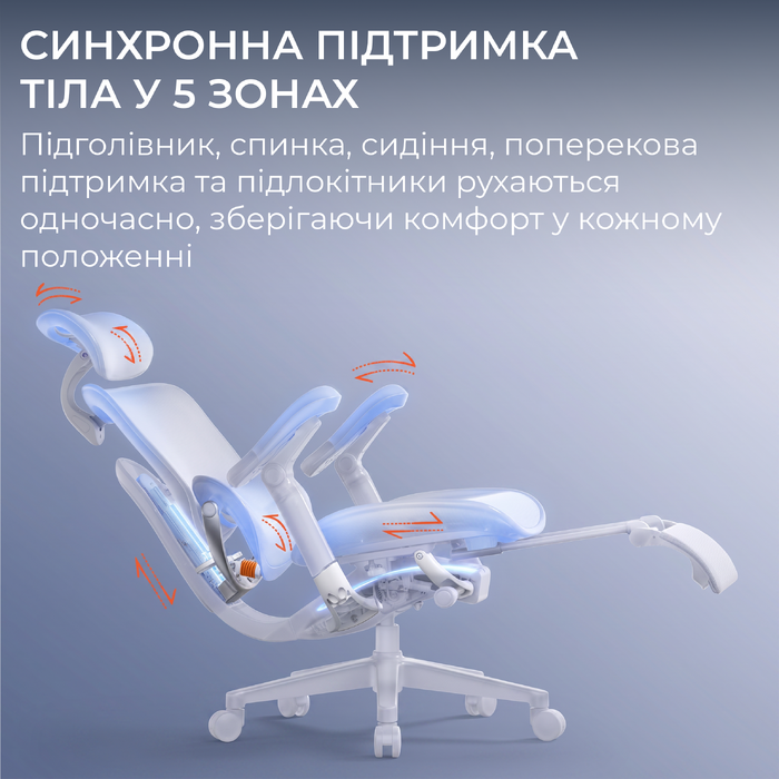 Крісло офісне Sihoo C500 V2 Black з підставкою для ніг