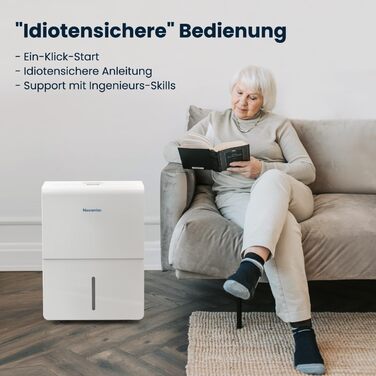 Осушувач повітря Newentor 25 л/24 год для кімнат до 80 м², з трирівневою шумоізоляцією, енергоощадним чипом, таймером, 1 м дренажним шлангом, знімним фільтром, гарантія 10 років