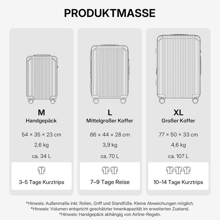 Валіза Münicase M816 TSA з замком, набір 3 шт., сірий, полікарбонат