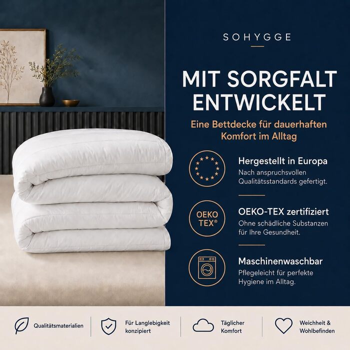 Всесезонна ковдра SOHYGGE для дорослих та дітей, 100% мікрофібра (перероблений поліестер), сертифікат Oeko-Tex, 140 x 200 см