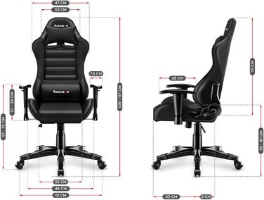 Ігрове крісло Huzaro Ranger 6.0 для дітей, ергономічне, з подушками для шиї та попереку, з підлокітниками, штучна шкіра, сучасний дизайн, чорне