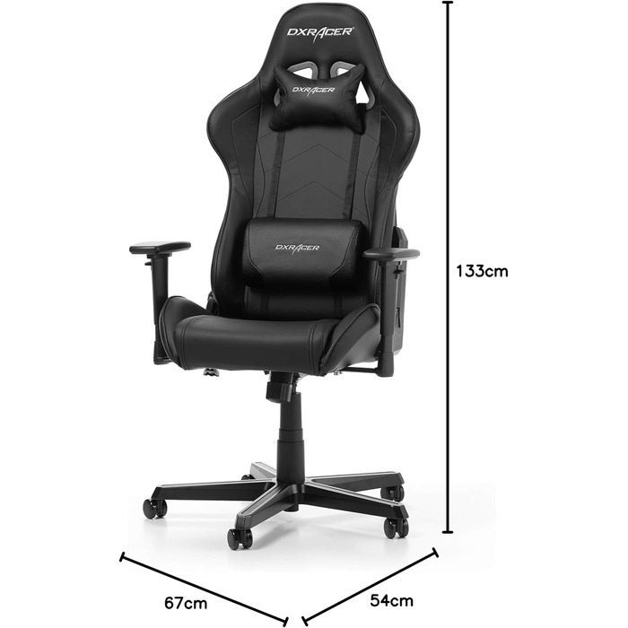 Ігрове крісло DXRacer Formula L чорне, штучна шкіра, оригінал