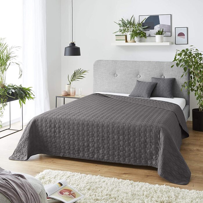 Плед IBENA Nancy антрацит 140x210 см – легкий стьобаний покривало для ліжка