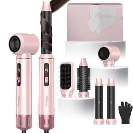 Atopskins Airbrush Haarstyler 5-в-1: Фен-щітка, стайлер для волосся з гарячим повітрям, випрямляч, плойка (Червоний)