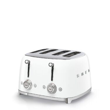 Тостер Smeg TSF03WHEU 4-секційний білий, 6 режимів, підігрів, розморожування, функція бейгл, 2000 Вт
