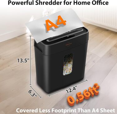Шредер Fellowes Powershred 6 аркушів, знищувач документів з перехресним подрібненням (P-4), для офісу