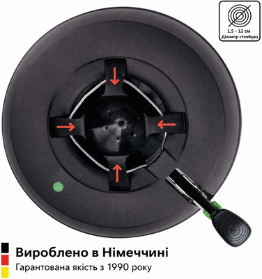 Підставка для ялинки KRINNER Green Line Comfort Grip S, з педаллю, рециклінг, 3 л бак для води, для дерев висотою до 2,3 м, чорна, вироблено в Німеччині