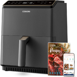 Фритюрниця повітряна COSORI Dual Blaze 6.4L з Wi-Fi - 11 функцій, сіра. Готування, випічка, гриль, хрусткий хліб та багато іншого!