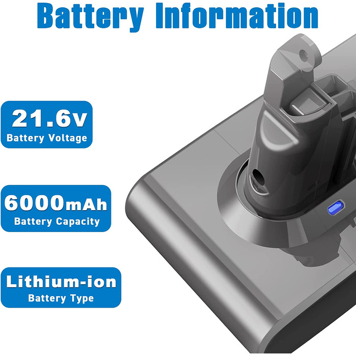Оновлений акумулятор 6,0Ah для Dyson V6, Li-ion, сумісний з DC62/DC58/DC59/DC61/DC72/DC74/SV03/SV05/SV06/SV07/SV09, акумулятор для бездротового пилососа Dyson V6