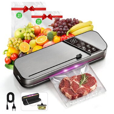 Вакууматор з УФ-стерилізацією Profi Food 15 л/хв, 5-в-1 + 100 пакетів BPA-free, для Sous-Vide та Meal Prep, ширина запаювання 6 мм