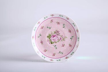 Чашка та блюдце з порцеляни Shabby Chic Vintage з птахом, метеликом і квітами у подарунковій коробці (рожевий колір)