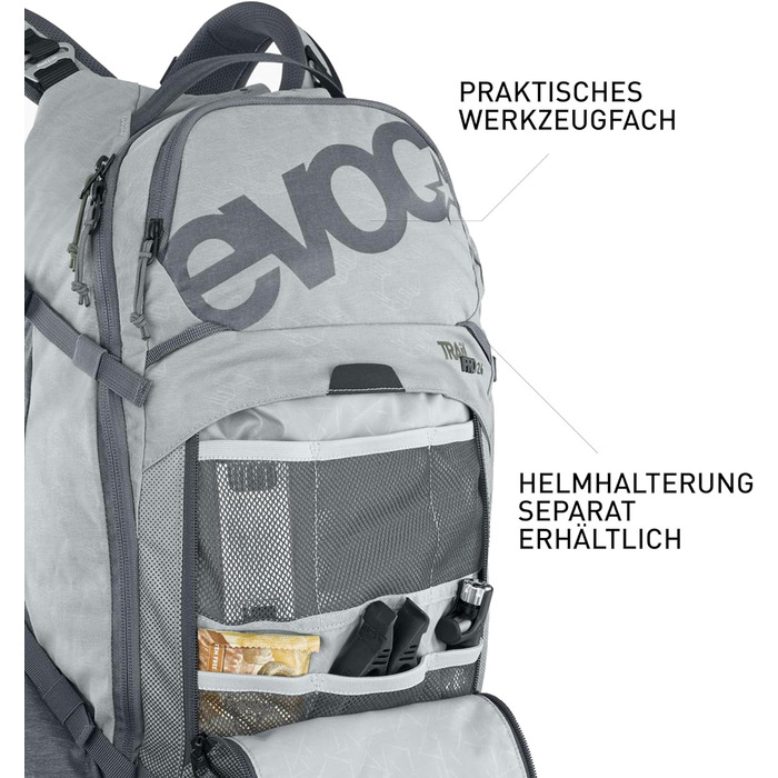 Рюкзак EVOC TRAIL PRO 16л L/XL з захистом спини LITESHIELD PLUS, для трейлрайдингу та перегонів, стінгрей/карбоновий сірий, легкий, з широкими поясними лямками і відділенням для питної системи 3л