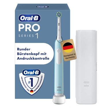 Електрична зубна щітка Oral-B Pro 1 Cross Action, Caribbean Blue, з дорожнім кейсом