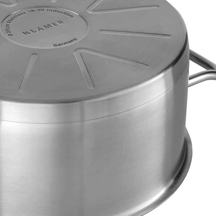 Набір каструль Klamer Induktion 5-тилісний – преміум набір з нержавіючої сталі з кришкою з термостійкого скла, без антипригарного покриття, придатний для миття в посудомийній машині, енергозберігаючий, для духовки та з мірною шкалою