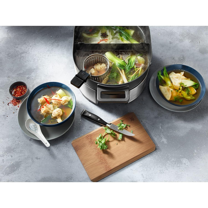 WMF Küchenminis 220 Вт: Міні-пароварка з контейнером для ланчу, компактний, Cromargan® матовий (Пароварка та Hot Pot)