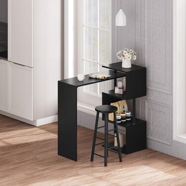 Барна стійка WOLTU BT27sz, обертається, 3 полиці, метал і МДФ, 134x38x112 см, чорна
