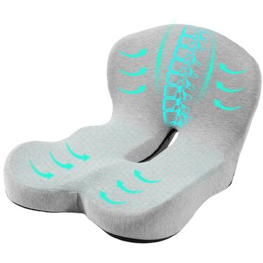 Ортопедична подушка для сидіння з підтримкою спини Urban Deco з піни Memory Foam, чорно-сіра, 1 шт.