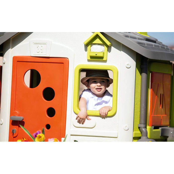 Дитячий будиночок Smoby Life Jura Lodge (115x123x132 см) з переробленого пластику - вуличний будиночок для дітей з годівницею для птахів, для саду та тераси, від 2 років