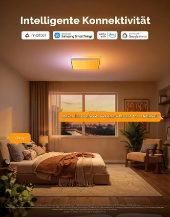 Стельовий світильник Govee RGBICWW Pro LED, 55W, 4800лм, диммований, круглий (45.5 см), розумна підсвітка