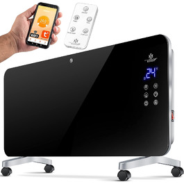 Скляний електричний конвектор KESSER® 2000 Вт з WiFi, APP керуванням, сенсорним екраном та пультом ДК, чорний