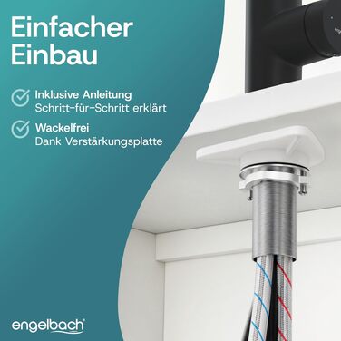 Змішувач кухонний Engelbach® висувний, поворотний на 360°, нержавіюча сталь 304, 2 режими струменя, чорний