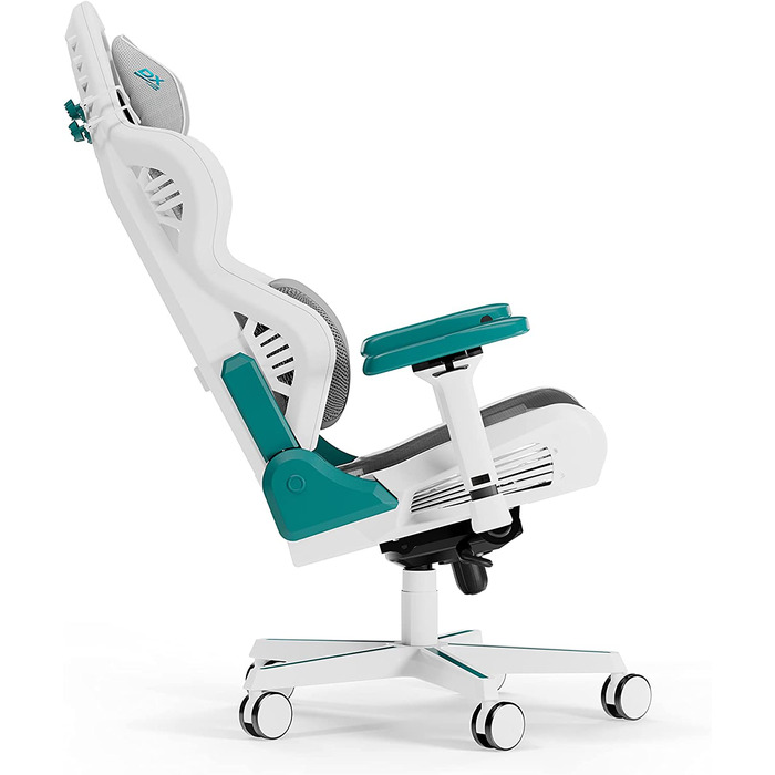 Ігрове крісло DXRacer Air R1S, сітчасте, біло-бірюзово-сіре, до 200 см