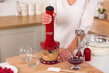 Блендер Russell Hobbs Desire 3-в-1, червоний, занурювальний, подрібнювач, вінчик, BPA-вільний, для смузі, супів, соусів, дитячого харчування, 24700-56