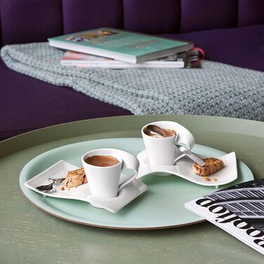 Набір кавовий Villeroy & Boch NewWave Premium Cappuccino,  білий, для кавоварки, сумісний з миючим засобом та мікрохвильовою піччю, хвильовий дизайн