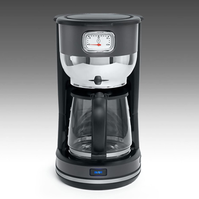 Кавоварка MUSE MS-220 DG з глечиком, 10 чашок, з функцією підігріву, скляна каністра, нержавіюча сталь, сіра