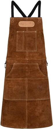 Фартух із буйволячої шкіри Black Forest Fox ROUGH, робочий, бариста, для гриля та кухні, розмір 61x94 см, регулюється M-XXL, 3 кольори, натуральне замшеве шкіряне рауледер