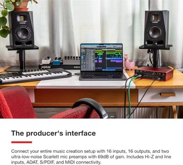 Focusrite Scarlett 4i4 4-го покоління USB Аудіоінтерфейс для гітаристів, вокалістів та музикантів (16 входів/16 виходів) - HiFi студійна якість