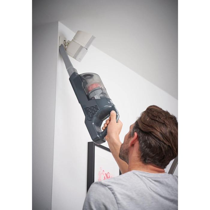 Акумуляторний пилосос BLACK+DECKER 3-в-1 BHFEA520J, 18В, безмішковий, ручний та підлоговий, турбощітка, 2 режими, бездротовий, з настінним кріпленням, щілинною насадкою, вбудованим акумулятором і зарядним кабелем