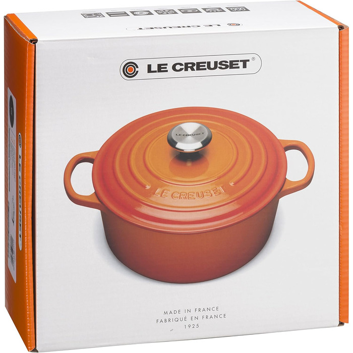 Чавунний круглий жаровник Le Creuset Signature 20 см, чорний + силіконовий круглий прихват Le Creuset, чорний