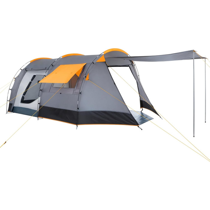 Сімейний намет CampFeuer Zelt Super+ на 4 особи: великий тунельний намет з 2 входами, тамбуром та водостійкістю 3000 мм, сірий