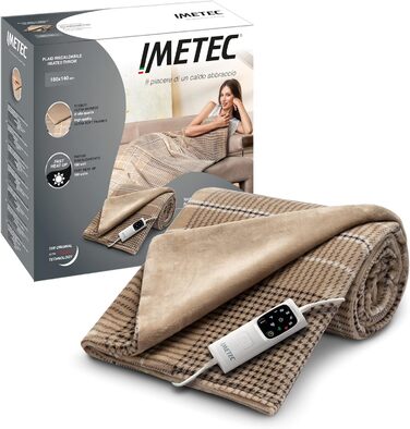 Електрична ковдра Imetec Adapto Elegance 180x140 см, 6 режимів, швидкий нагрів, енергозбереження, м'яка тканина, пральна