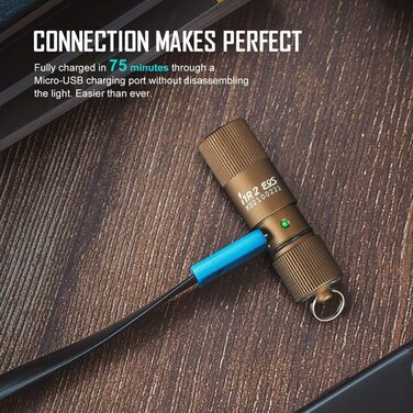 Міні-ліхтарик OLIGHT I1R II 150 люмен, брелок, водонепроникний IPX8, USB-зарядка, для ключів, кемпінгу, туризму (Desert Tan)