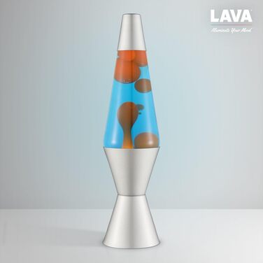 Лавова лампа LAVA® 2125 (14.5 дюймів) — жовтий віск, фіолетова рідина, срібляста основа та кришка, оригінальна декоративна лампа руху