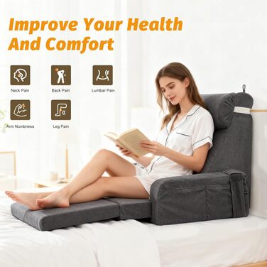 Подушка для спини та шиї з Memory Foam для ліжка та дивана з підлокітниками та сидінням - зручна подушка для читання, ігор та перегляду телевізора