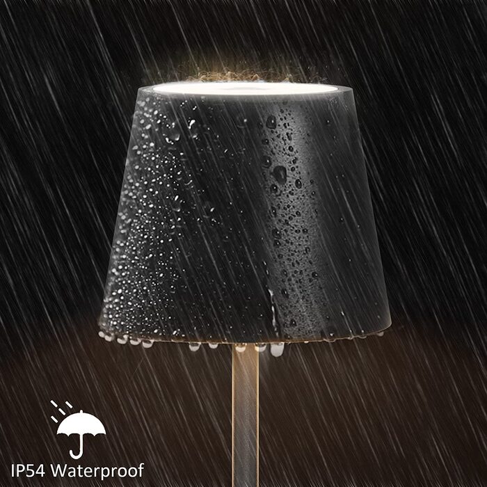 K-Bright LED акумуляторна настільна лампа, димована, бездротова, тепле світло 3000K+RGB, USB-C, алюміній, IP54, чорна, 2 шт.