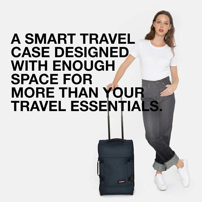 Валіза Eastpak TRANVERZ S 42 л, 51×32,5×23 см, синя джинсова